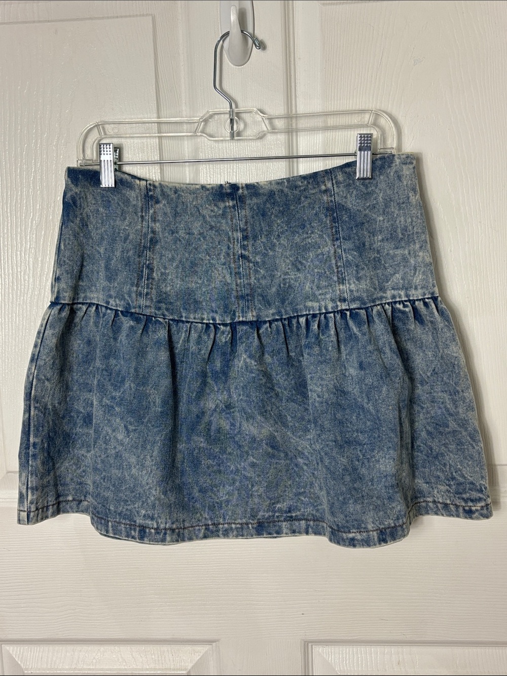 NEW Mittoshop Acid Wash Denim Mini Skirt Cotton Blend Size Large 80s Y2K